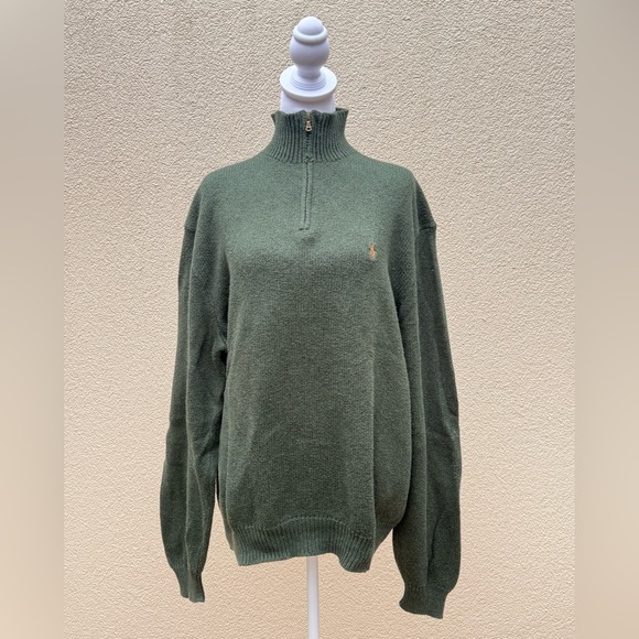 Polo by Ralph Lauren vintage moss green quarterzip up sweater
